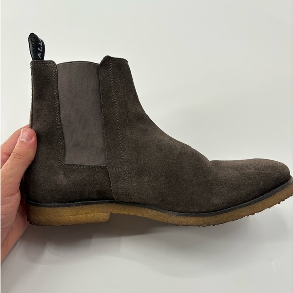 ALLSAINTS Taupe Suede Chelsea Boots western cowboy festival Shoes Men's Size 9 - Picture 13 of 14